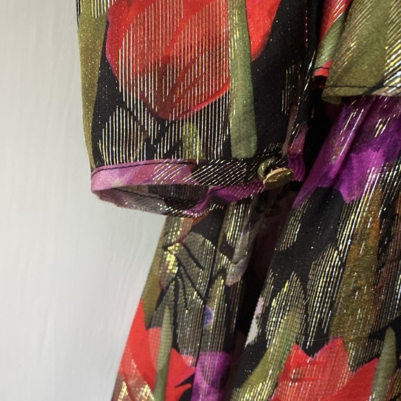 BORGO DE NOR AMELIA METALLIC FLORAL-PRINT SILK-BLEND JACQUARD MINI DRESS FUCHSIA - Picture 6 of 15